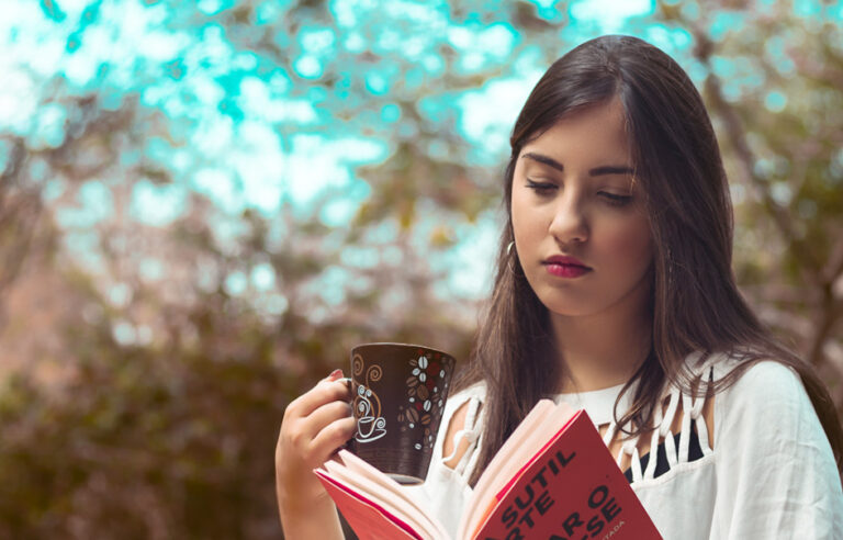 a girl reading a book